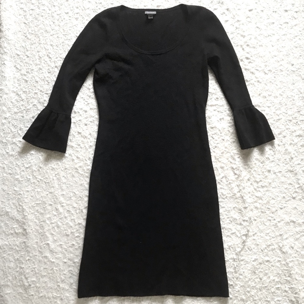 ANN TAYLOR | Black Merino Wool Knit Sweater Dress